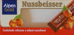 Nussbeisser male Alpen Gold kwadrat czekolada mleczna z calymi orzechami